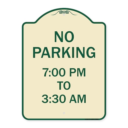 Signmission No Parking 7-00 Am to 3-30 Pm Heavy-Gauge Aluminum Architectural Sign, 24" x 18", TG-1824-23603 A-DES-TG-1824-23603